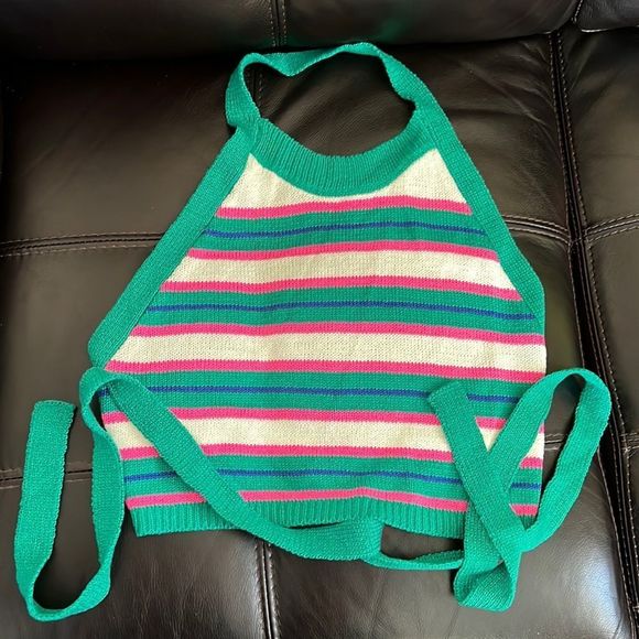 EE SOME Striped halter knit tank top large - Picture 3 of 6